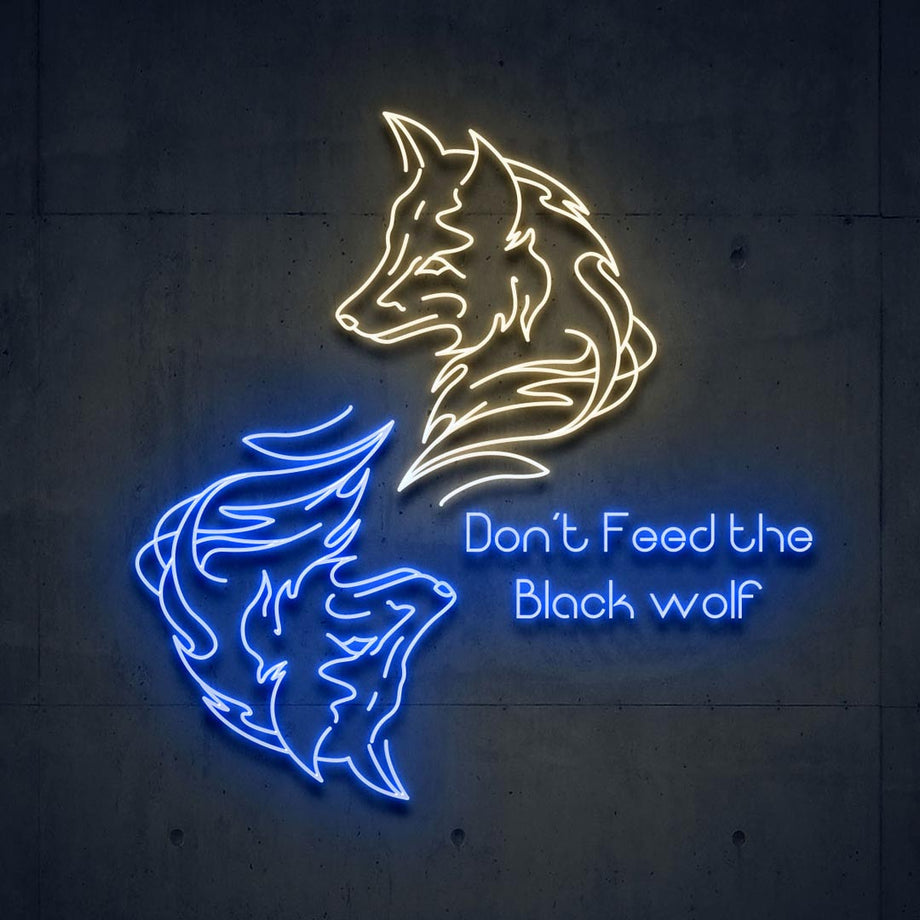 Neon Wolf Sign | Don't Feed the Black wolf Neon Sign | Wow – Wow Neon Design