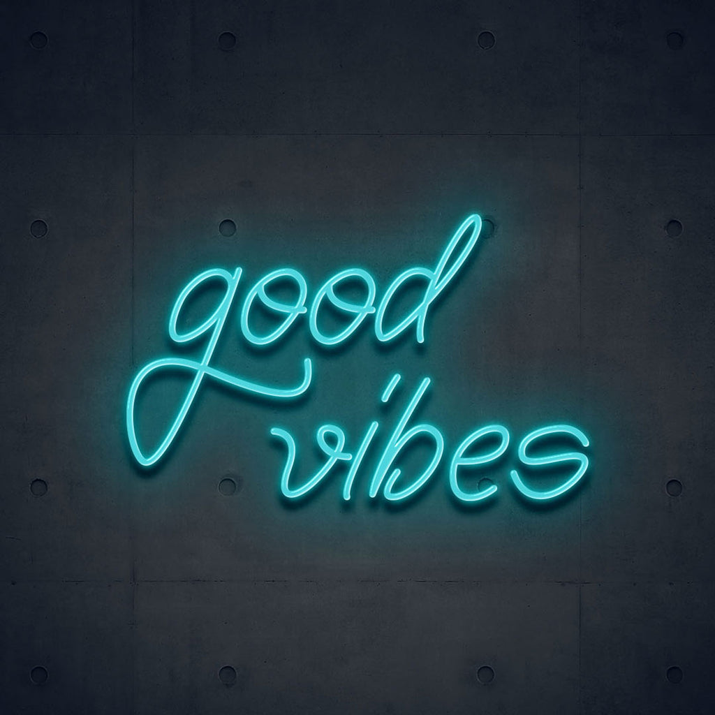 light blue good vibes led neon sign