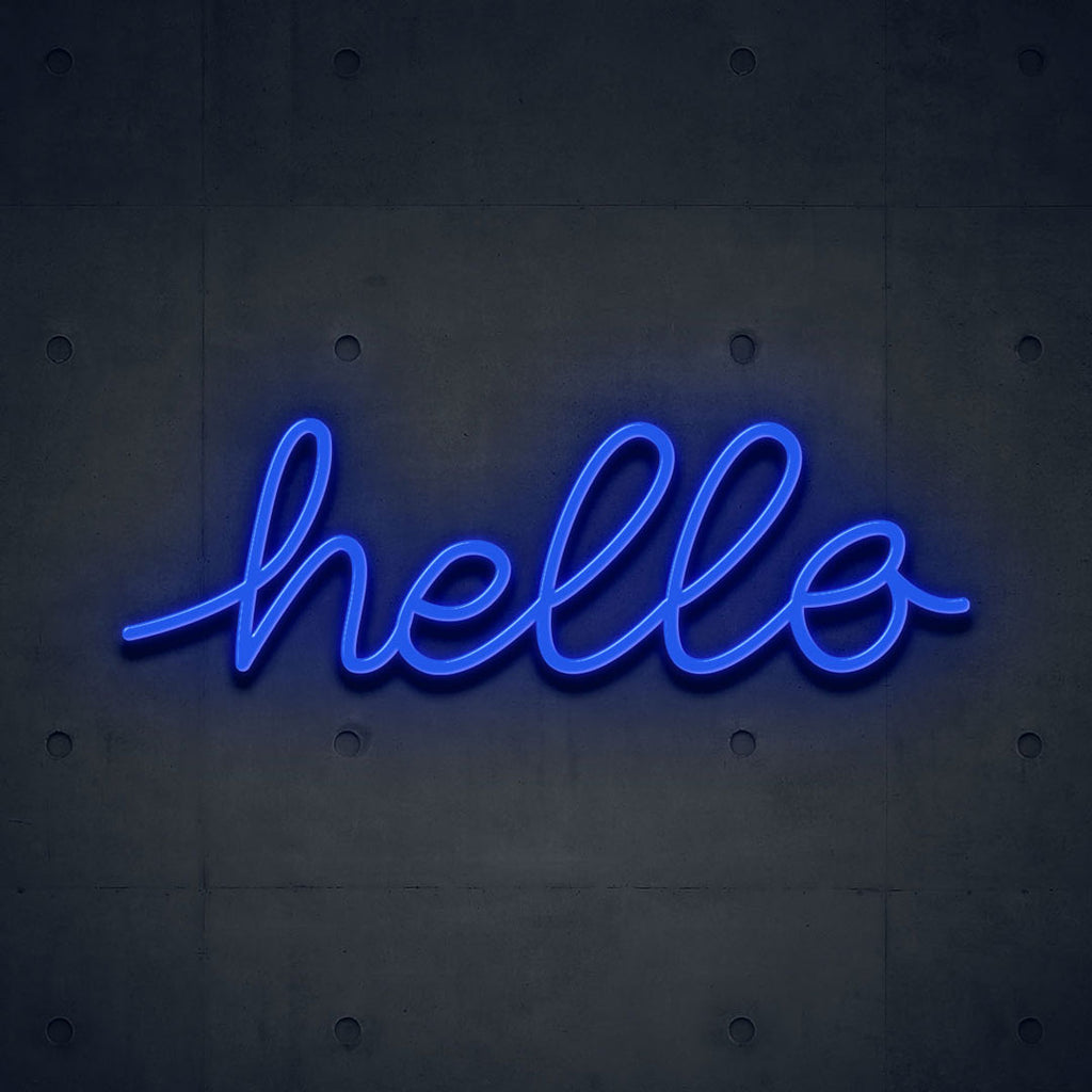 indigo led none sign of text hello