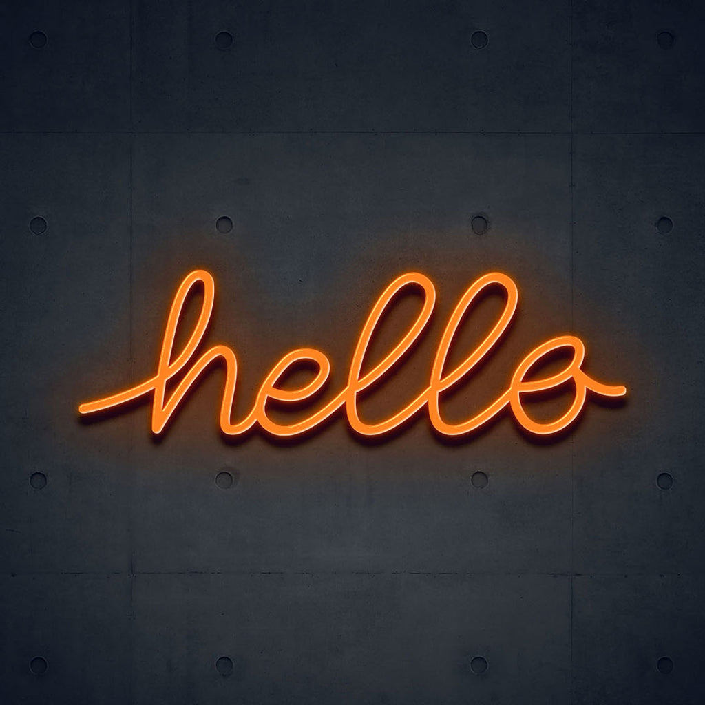 orange led none sign of text hello