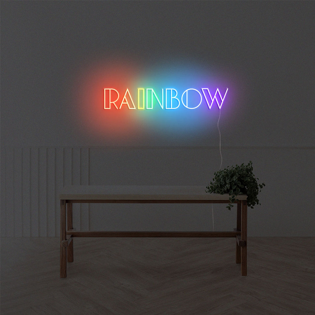 rainbow led neon sign with the color of red, orange, yellow, green, blue and purple