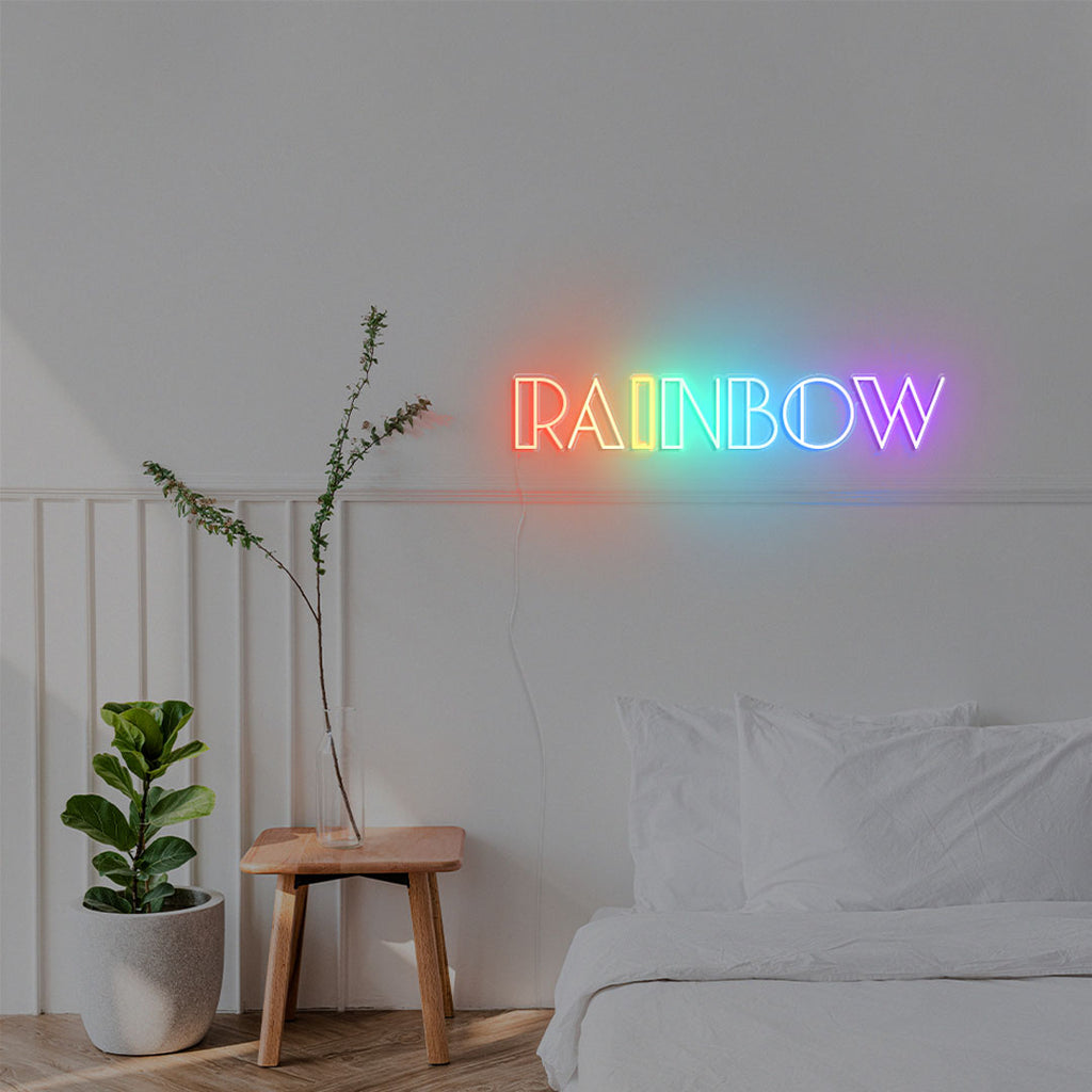 rainbow led neon sign with the color of red, orange, yellow, green, blue and purple